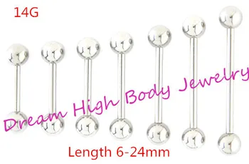 

HENGKE Body Jewellery Surgical Steel Piercing Ring Tongue Bar 14G Ball Eyebrow Nipple Scaffold Industrial Bar Choose Size