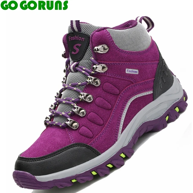 Buy winter high top hiking shoes women outdoor waterproof hiking shoes mountain