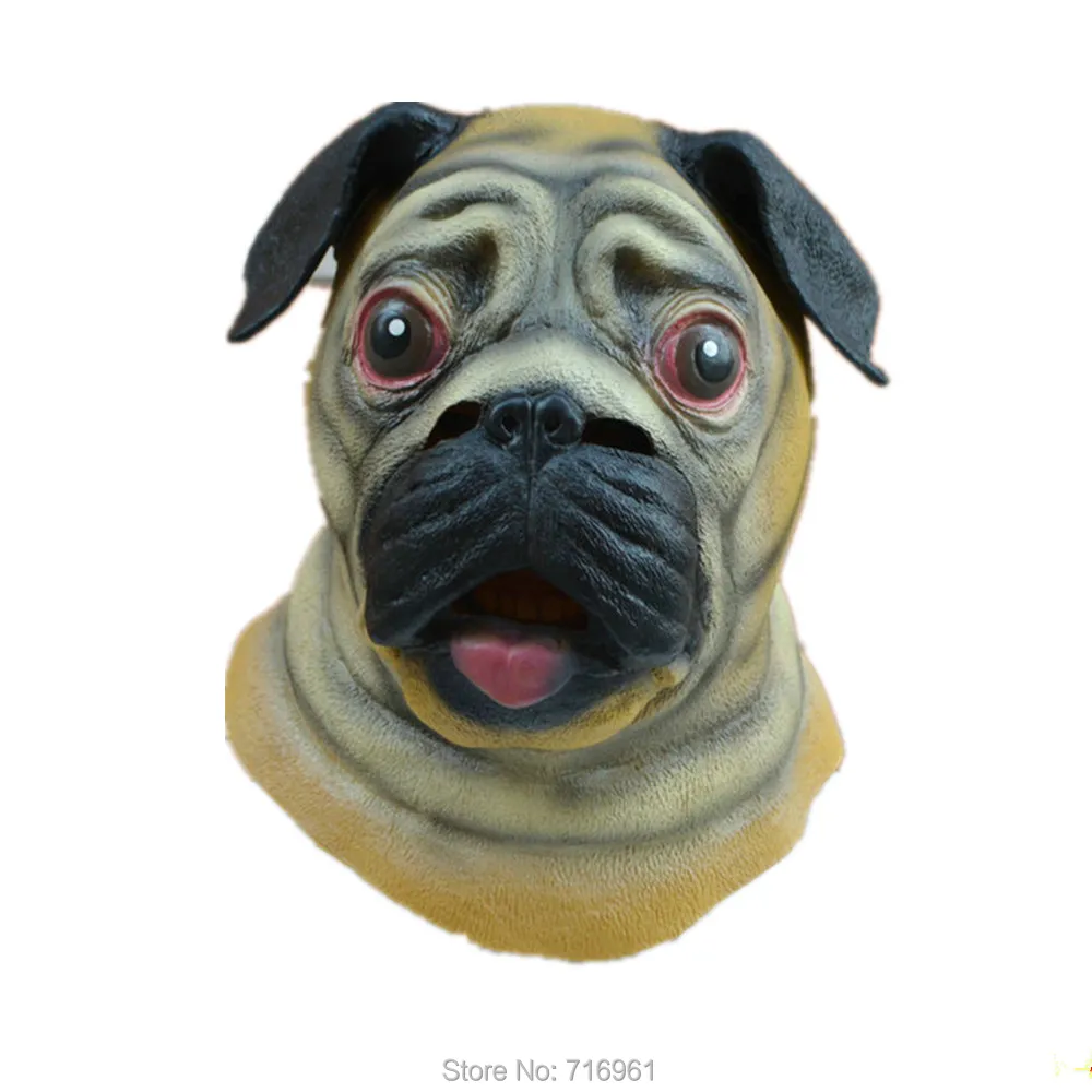 Жуткий вечерние Deluxe Новинка Хеллоуин костюм животных маска Мопса|pug mask|halloween costumes
