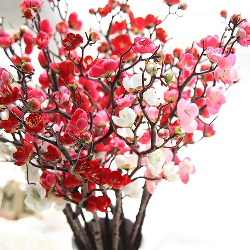 

4 colors Artificial flower Cherry Spring Plum Peach Blossom Branch 60cm Silk Flower Tree Flower bud For Wedding Party Decors312Z