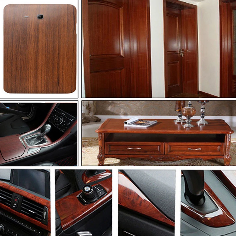 1pc 1M High Glossy Wood Grain Car Interior DIY Vinyl Sticker Decal Wrap Film