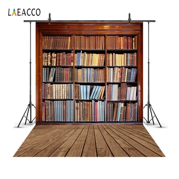 

Laeacco Old Bookshelf Backdrops Wooden Floor Books Study Child Portrait Room Photographic Backgrounds Photocall Photo Studio
