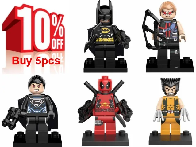 

Batman Deadpool Logan Superman Hawkeye Classical 18 styles 10%off super hero building blocks corner productions toys gifts