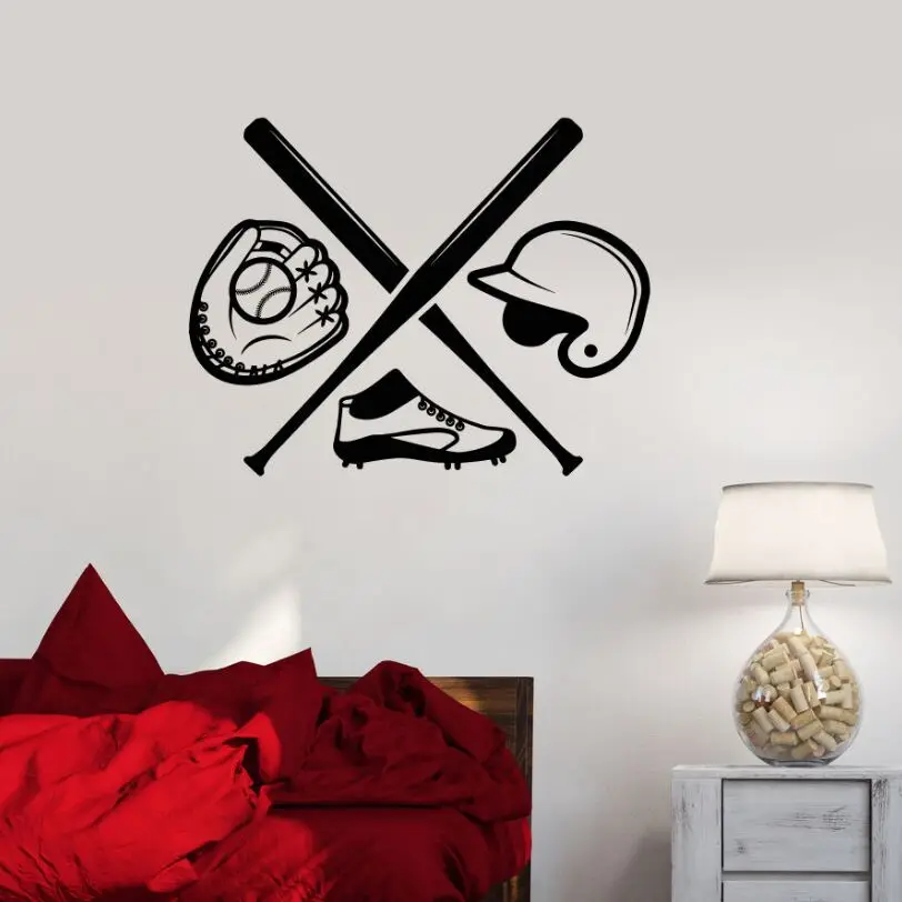 Baseball Wall Stickers Removable Vinyl Sports Wall Decals Baseball Boys