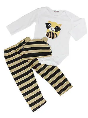 3pcs Baby Boy Girls Kids Romper Jumpsuit Cap Cotton Long Sleeve Top Striped Pants Hat Clothing