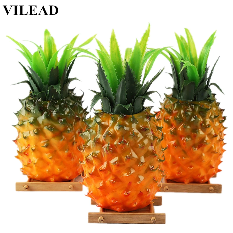 

VILEAD 9'' Resin Simulated Pineapple Miniatures Figurines Simulation Fruit Model Decoration for Home Fruit Store Creative Crafts