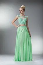 Kleid Für Prom Neue A-linie U-ausschnitt Bodenlangen Appliques Chiffon-Kleid Langen Flügelärmeln Backless Formal Direct Selling