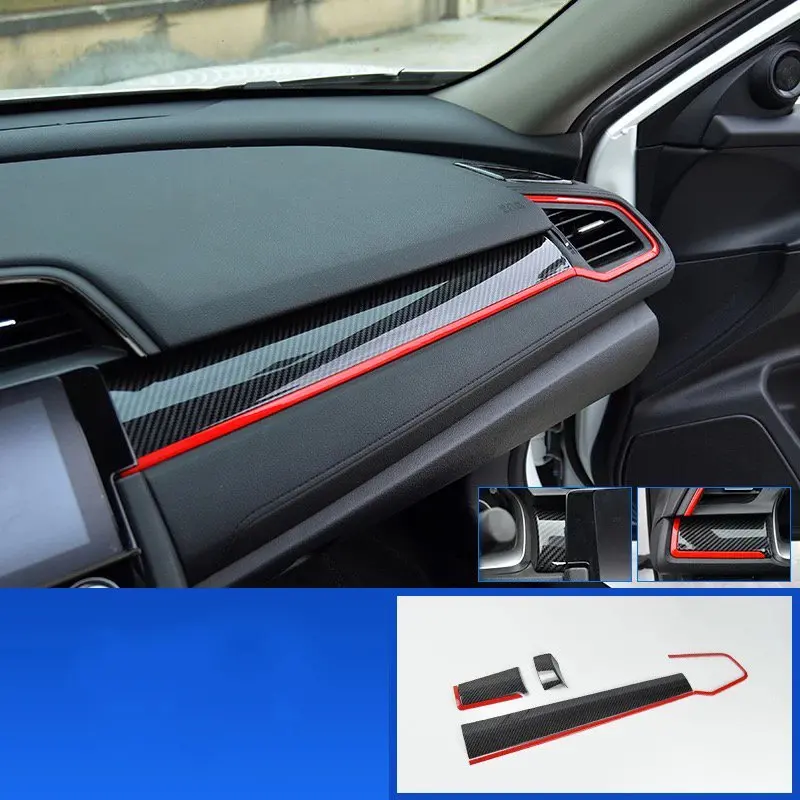 

For Honda Civic Type R 2016 2017 1 Set ABS Chrome Car Dashboard Trim Console Panel Molding Cover Accessories Car Styling
