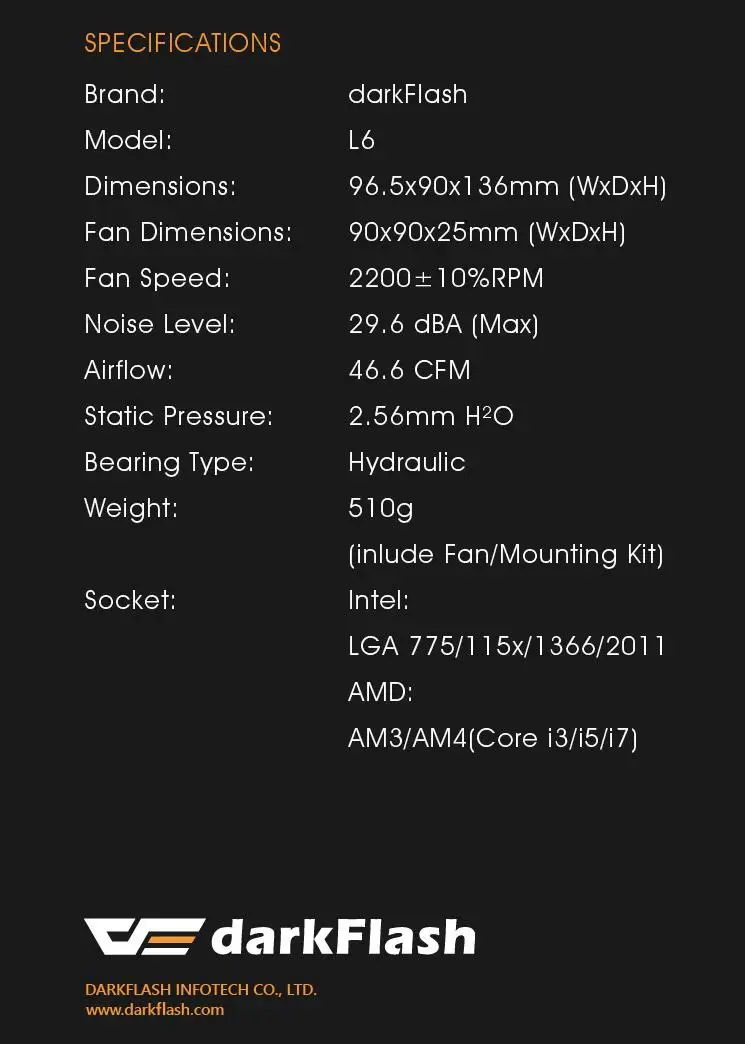 Aigo Darkflash CPU Cooler 6 тепловых труб со светодиодным вентилятором 3Pin 90 мм Fan может быть ins