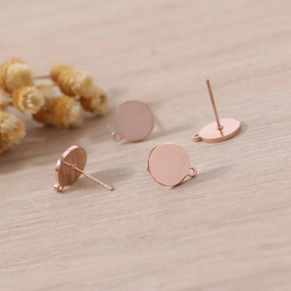 Joya Love 5pairs/10pairs Rose Gold Round Stud Earring Pin Basic Needle