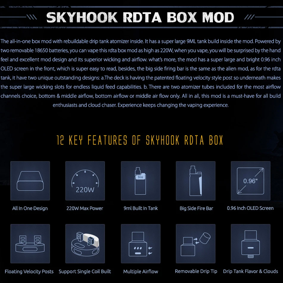 Оригинальный набор SMOK Alien Skyhook RDTA электронная сигарета вейп бокс мод испаритель 220