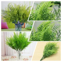 Planta Verde Artificial grama 7 Hastes Espargos Samambaia Bonsai plantas de Beleza falso verde falso para o partido home decoração
