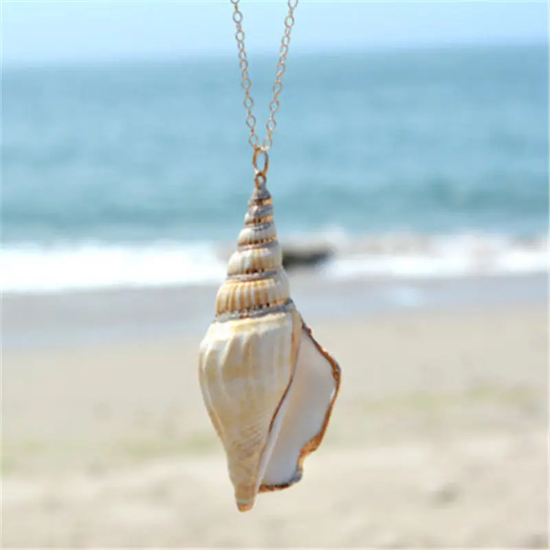 Alloy Gift Vintage Choker Collar Round Conch Sea Snail Shell Necklace Pendant