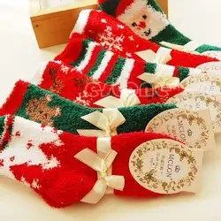 1 пара уютный теплый мягкий Для женщин зима-осень дома Рождество фестиваль носки в подарок