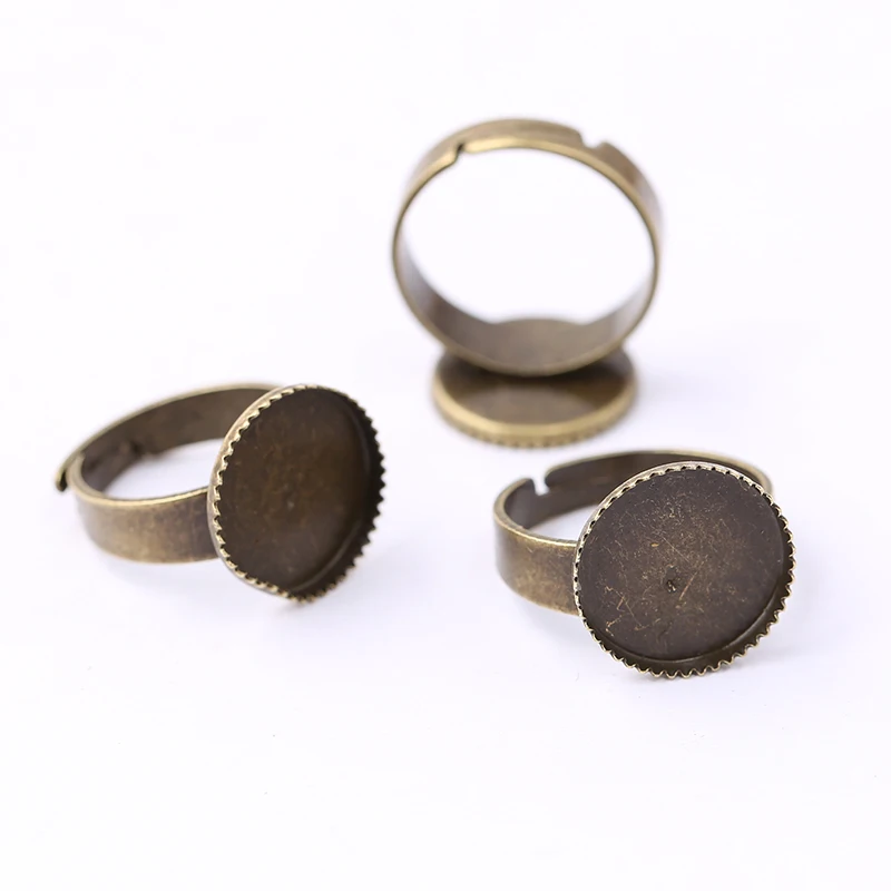 

reidgaller 10pcs fit 12mm round cabochon ring base settings adjustable vintage rings blanks for jewelry making