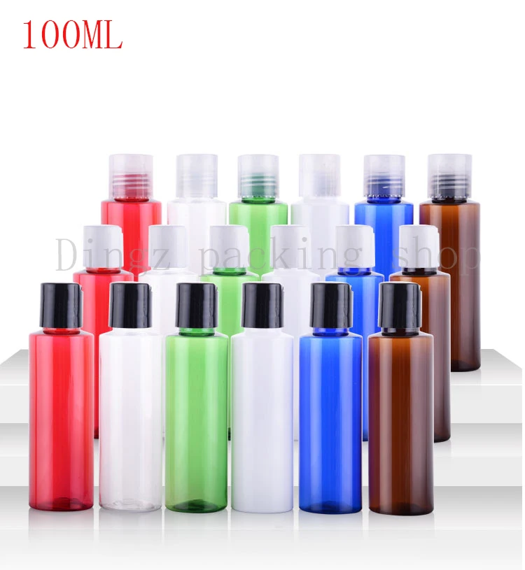 (50pcs)100ml brown green clear PET bottle with disc top cap ,100cc