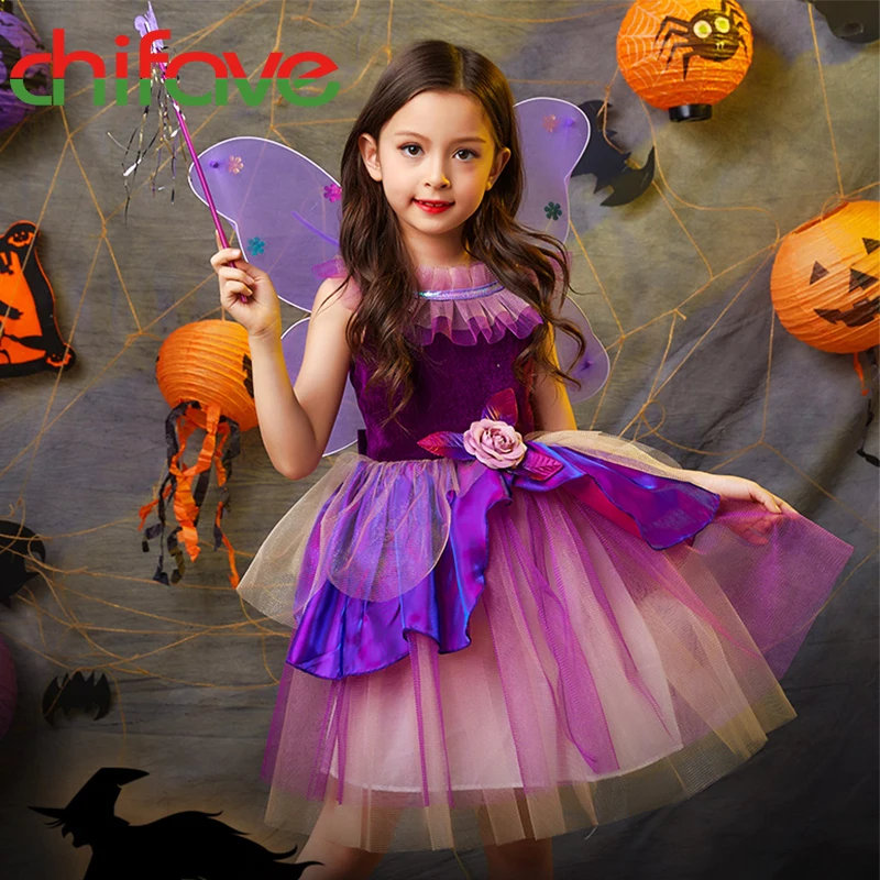 

chifave Baby Girls Halloween Dress Butterfly wings Magic Wand Party Clothing Baby Kids Halloween Cosplay Costume Girls Dresses