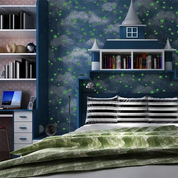 

Chinese style luminous star blank cloud pattern bedroom living room study cafe KTV Internet cafe ceiling study rink wallpaper
