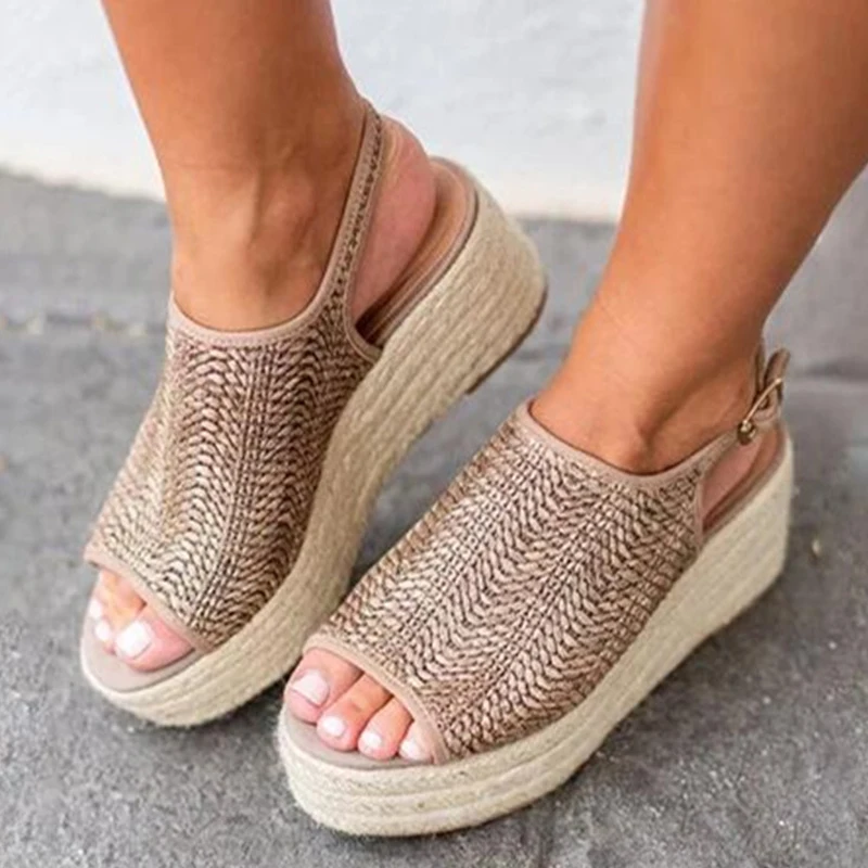 Summer Sandals Fashion Women Shoes Flock Platform Sandals Chunky Sandals Peep Toe Casual Women Sandals Ladies Sandalia Feminina