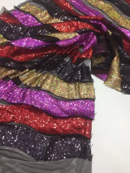 

embroiderd lace fabric Cyndi-4.2502 with sequins beautiful Nigerian sequins lace fabric for party dress