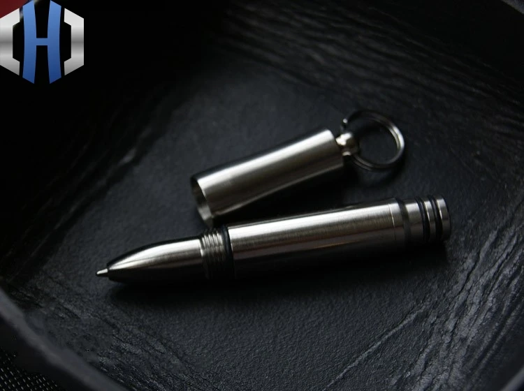EDC титановая ручка для ключей портативная маленькая Наружная ручка для инструментов металлический брелок шариковая ручка
