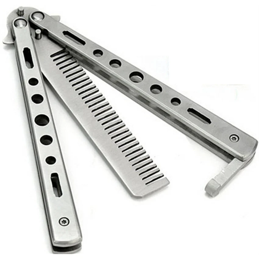 1 pcs New Stainless Steel Butterfly Knife Comb Practice Training Tool