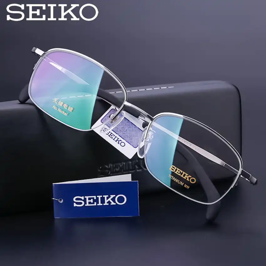 SEIKO Optical Eye Glasses Men Semi Rimless Titanium Spectacles Myopia