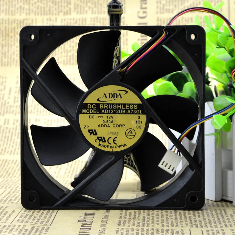 ADDA AD1212UB-A73GL 12025 0.50A 12 см 4 провода двойной шариковый подшипник вентилятор