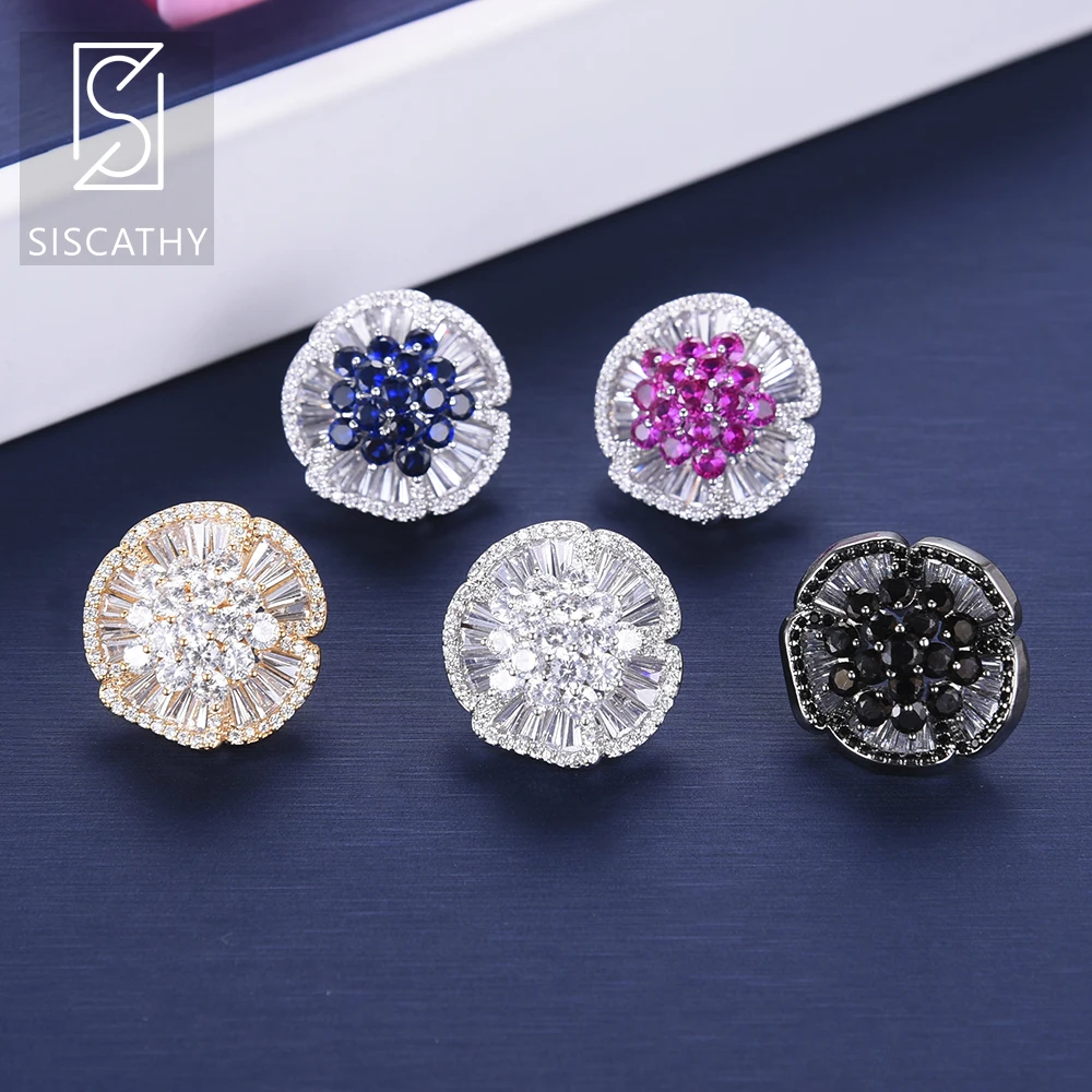 

SISCATHY Cute Women Flower Stud Korean Earrings Charms Jewelry Full Cubic Zirconia Inlaid Earrings pendientes mujer moda 2019