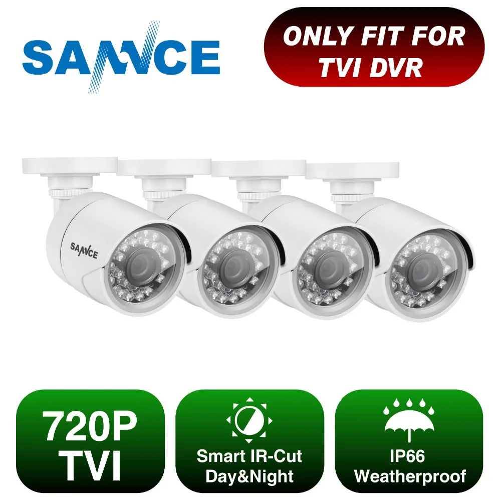 SANNCE AHD 720 P 4 шт. 1200TVL Пуля CCTV камера люкс 1.0MP водостойкая ИК-камера ночного видения для системы наблюдения комплект