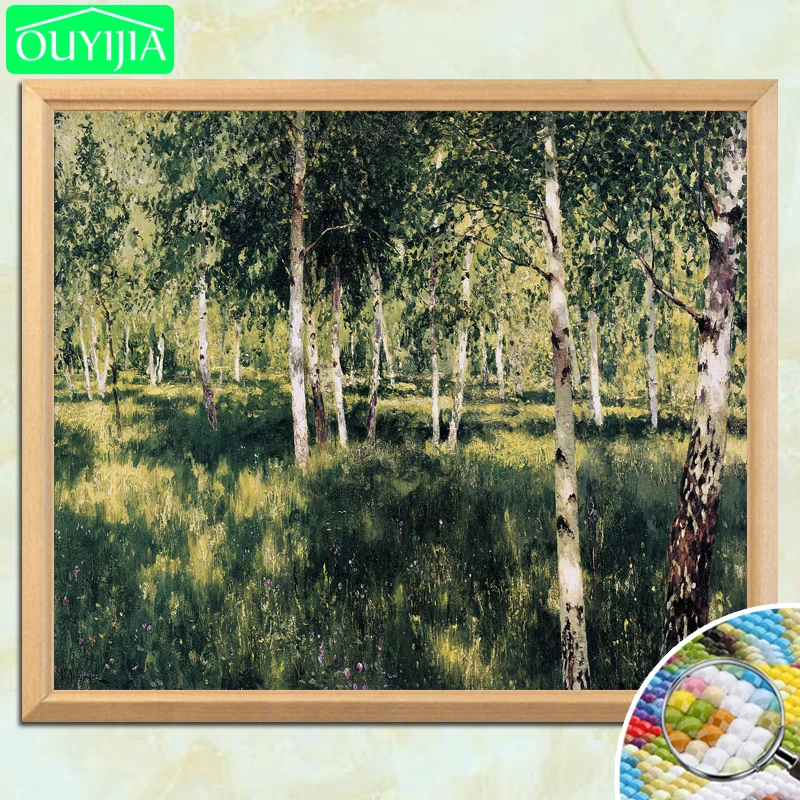

World Famous Painting "Birch Forest" 5D DIY Diamond Painting Square Diamond Embroidery Rhinestone Mosaic Decoration Picture