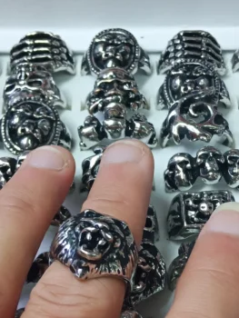 

ancient silver bronze cartoon animal man ring mix size design