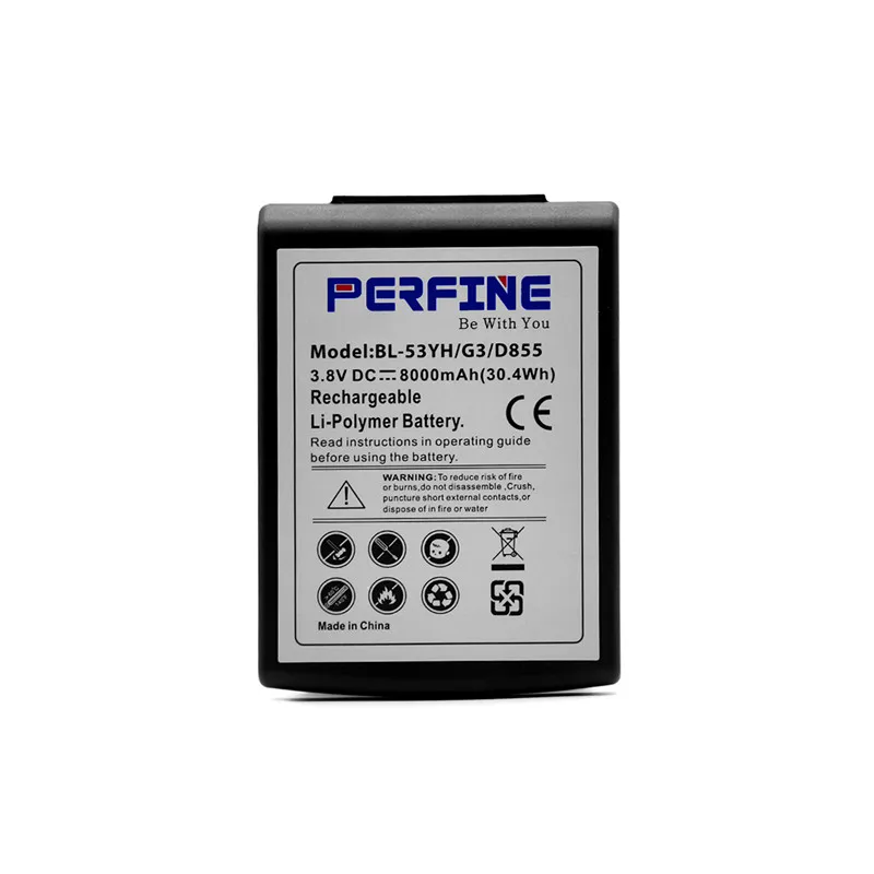 Perfine 8000 мА/ч LG G3 Батарея с черным ТПУ Защитный чехол BL 53YH на для VS985 D855|extended battery|cell