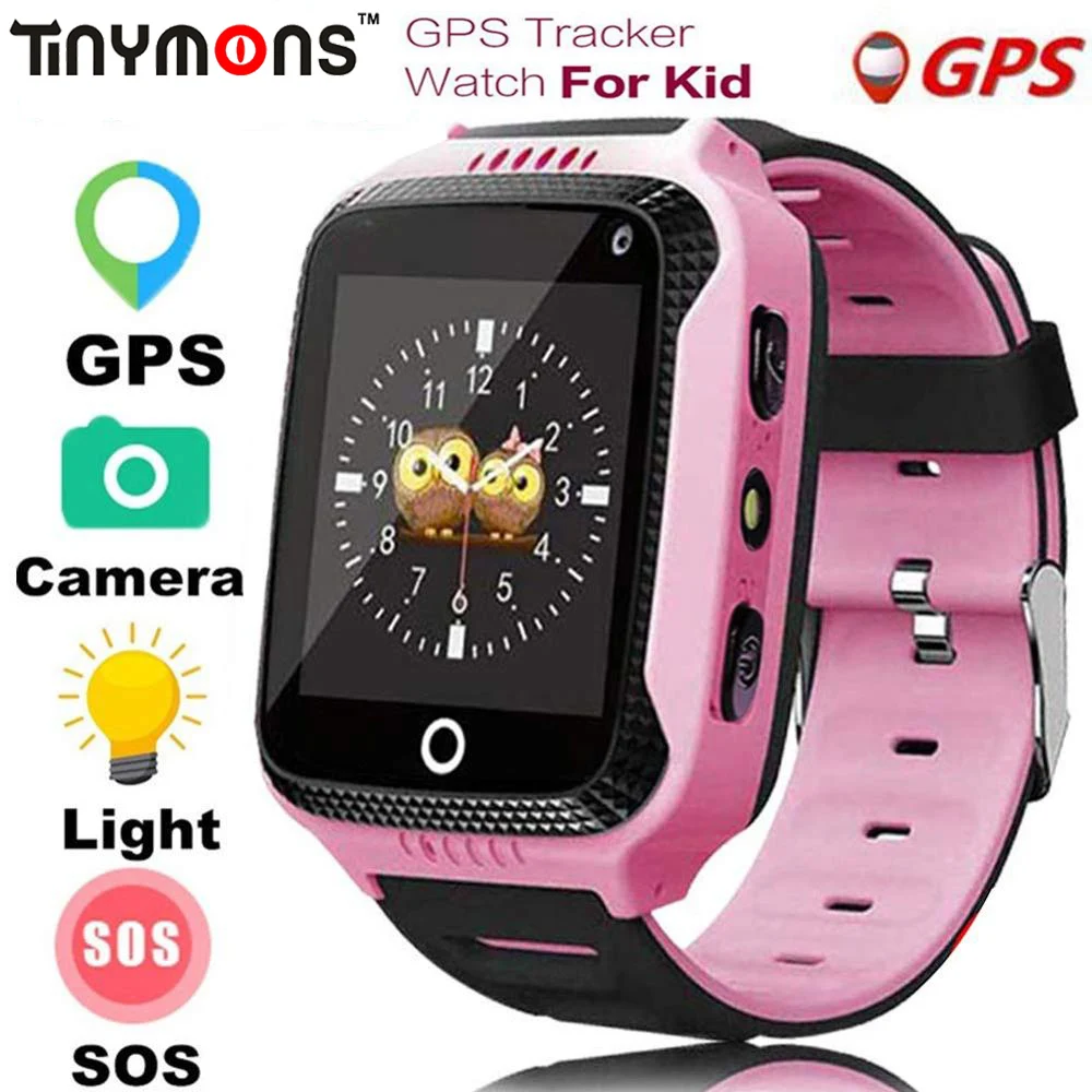 Pаспродажа Tinymons Q529 font b gps b font Смарт часы с камерой фонарик детские часы SOS вызова расположение устройства трекер для детей безопасный PK Q528 Q90 Q50