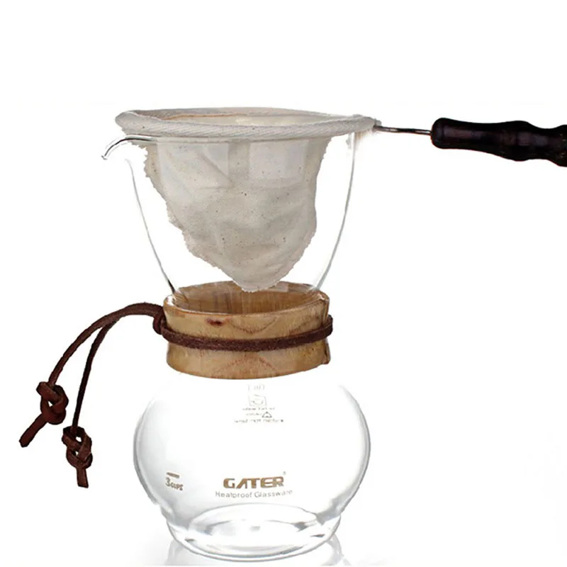 Coffeeware Accessories 480ml Glass Coffee Percolators Coffee Maker Set Handheld Flannel Drip Filter Kitchen Gadget JY