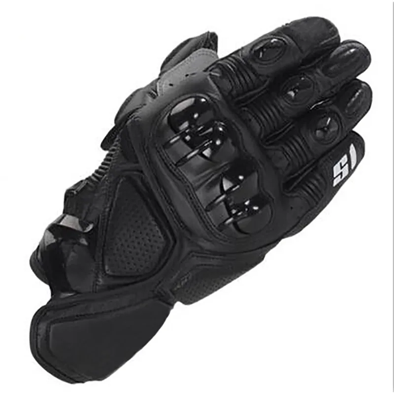 S1 мотоциклетные перчатки мото перчатки гоночные перчатки для мотокросса Кожаные Мотоциклетные Перчатки для езды на полный палец Luva для команды yamaha - Цвет: Черный