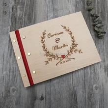 Деревенский гравированный венок с именами Свадебная книга гостей, пользовательские деревянные Свадебные Mr& Mrs книга гостей, персонализированный знак в альбоме