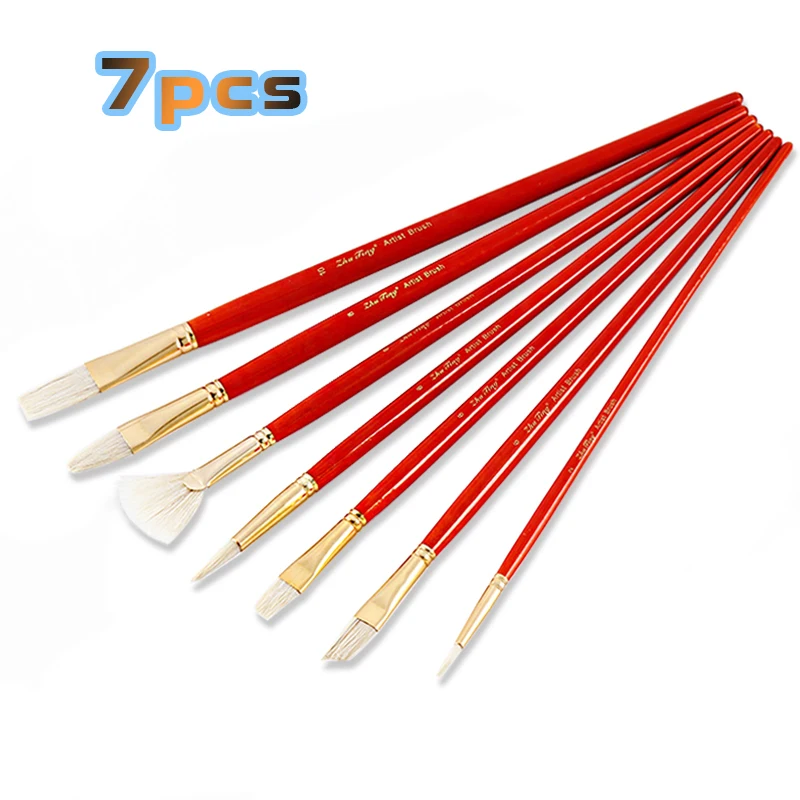 

7pcs/Set, oil Painting Brush pig 's bristles Hair artist Drawing Art Supplies painting brushes oil painting Drawing brush