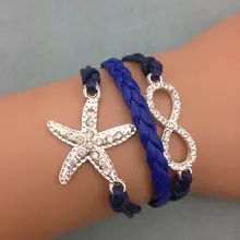 1 шт. бесконечность, ладони и anghor браслет. металл очарование, воск шнур, кожаный браслет 3309