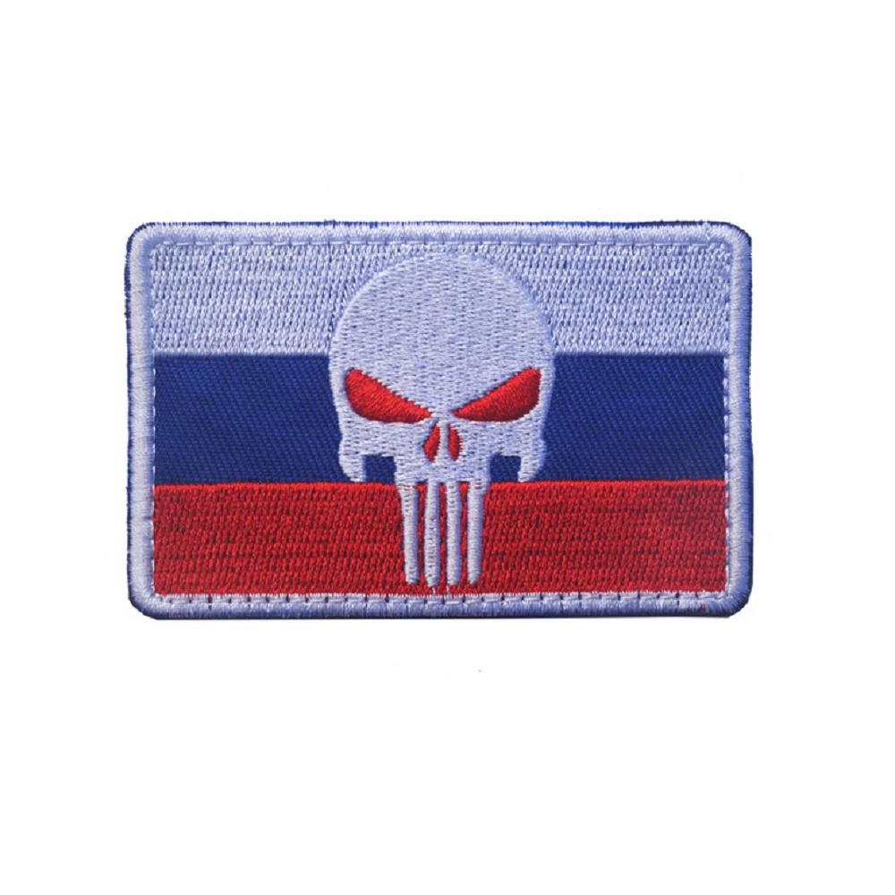 100 Pcs Lot 3D Bordir Patch Loop Dan Kait Warna Bab Bendera Rusia