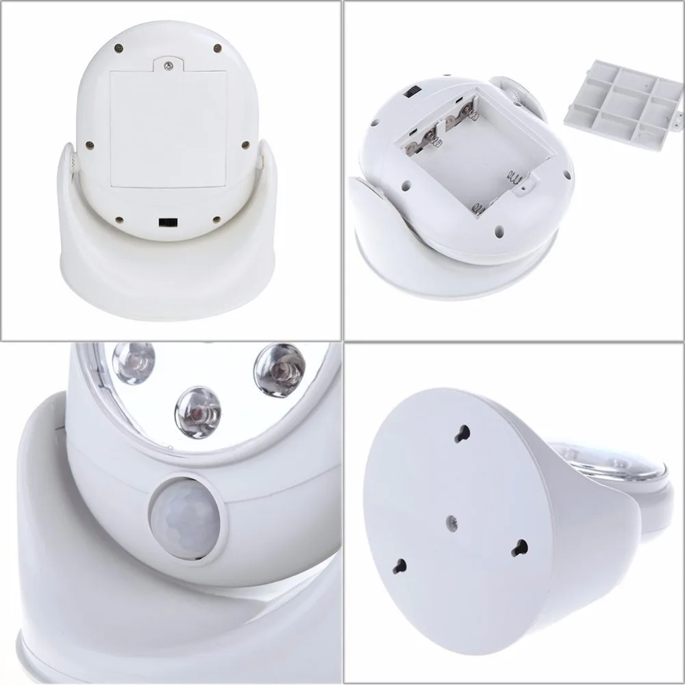  6V 7 LEDs Cordless Motion Activated Sensor Light Lamp 360 Degree Rotation Wall Lamps White Porch Li - 32625873440