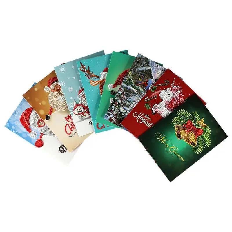 4/8 шт. 5D Набор для создания алмазной мозаики поделки рождественские поздравительные открытки год Рождественский подарок небольшой Санта Клаус Снеговик фестиваль приветствовать карты
