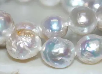 

free shipping >>>>noble jewelr AAA 12-11 MM SOUTH SEA NATURAL White PEARL NECKLACE 14K GOLD CLASP