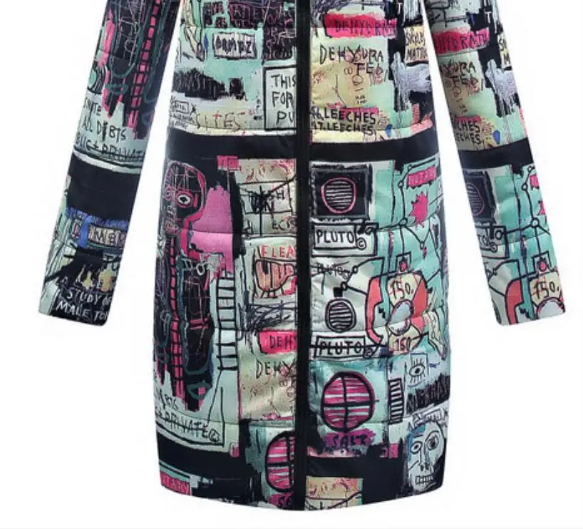 Taille As Extérieur Vêtements Vers 2018 Photo Russie Mince Femme En Commerce Imprimé La Manteau Bas Hiver Le Nouveau Grande Coton Longue qqtp40wH