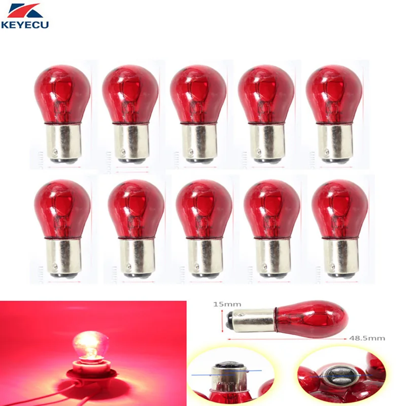 KEYECU 10 шт. красный 1157 BAY15D S25 12V 21/5W Автомобильная Запасная лампа двойной контакт