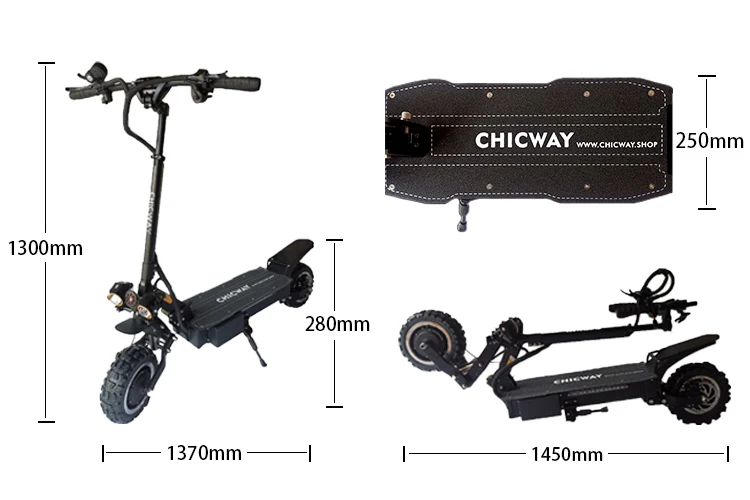 chicway Daywalker 11-дюймовый Высокопроизводительный электрический скутер, 3200W 60V45AH, 120-150 км, двойной диск масла, гидравлический пресс с ЧПУ тормоза