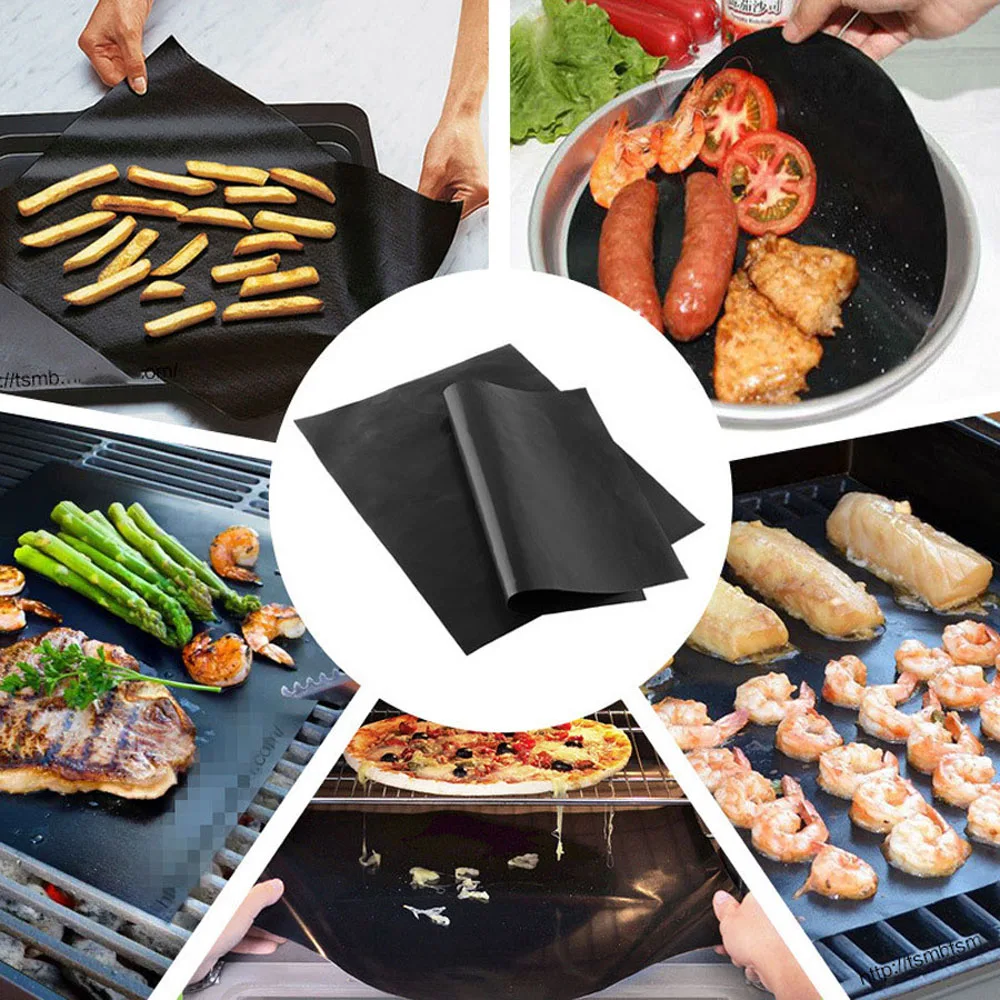 BBQ Grill Mat Pad Baking Sheet Meshes Portable Reusable Non-Stick Outdoor Picnic Cooking Barbecue Tool 2pcs
