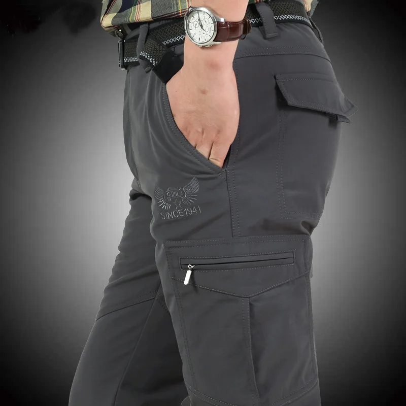 Billige Nianjeep Fleece Dicken Winter Hosen Männer Winddicht Warme Wasserdichte Hose Casual Hosen Männer Militär Armee Cargo Hosen Männlichen 4xl