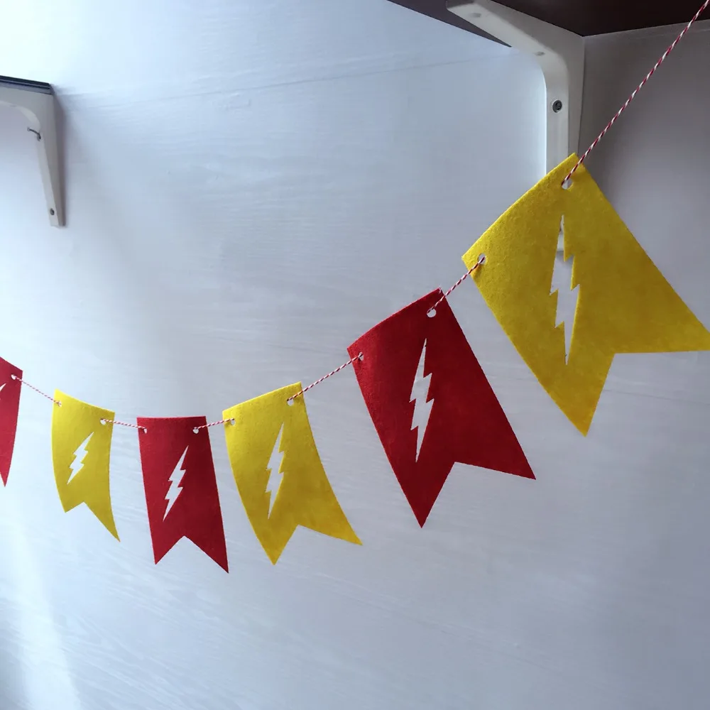 Бесплатная доставка супергерой флэш 3 м войлок баннер флаг Happy День рождения украшения овсянка поставка ткани