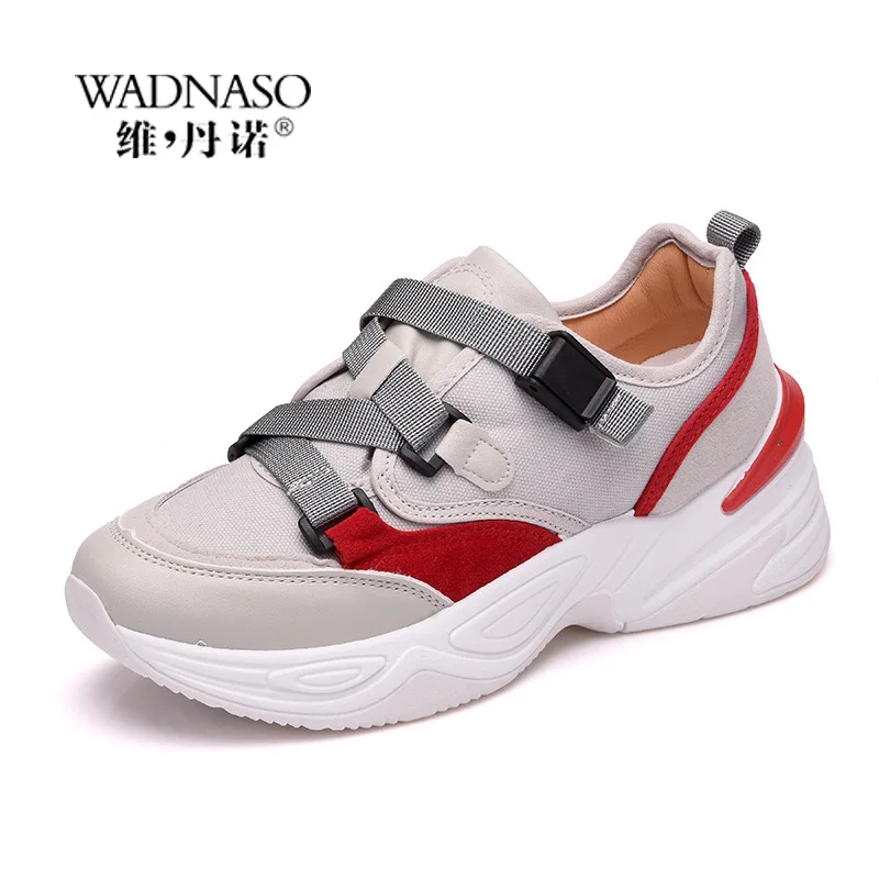 

Fashion Buckle Strap Women Sneakers Sport Casual Shoes Breathable Wedge Low Top Shoes Baskets Femme Trainers Women Zapatos XZ40